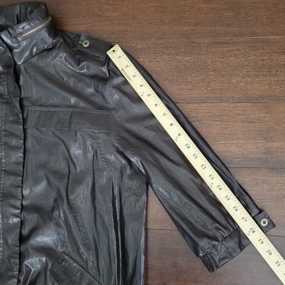 Chico's Brown Waxed Shiny 3/4 Sleeve Bomber Jacket Chico's Size 3/Womens Size 16 - Picture 11 of 11